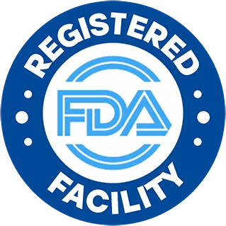 BurnTide made in an FDA registered facility badge