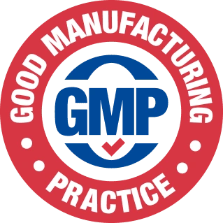 BurnTide GMP certified manufacturing badge