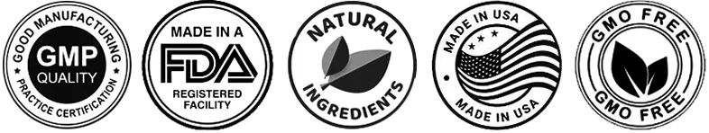 BurnTide FDA-registered and GMP-certified facility icons