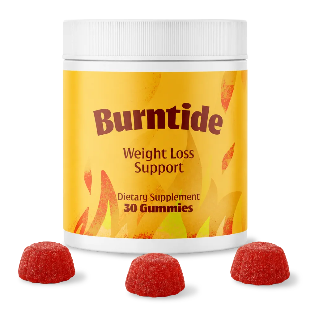 BurnTide apple cider vinegar and BHB weight-loss gummies jar with gummies